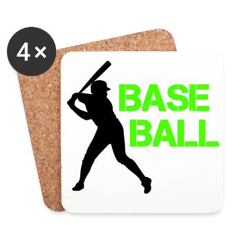 Baseball Neon Grunge Font - Coasters (set of 4) - white - Front