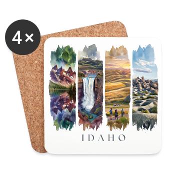 Voyage de vacances en Idaho – Motif montagnes et nature sauvage - Dessous de verre (lot de 4) - blanc - Devant