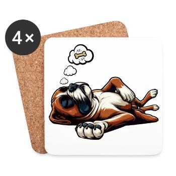 Boxer Boxer Porte-boxeurs Boxer Chien Boxer Propriétaire de boxer Fan boxer - Dessous de verre (lot de 4) - blanc - Devant