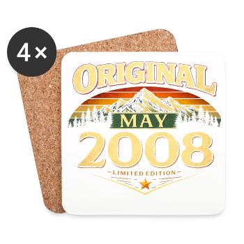Cadeau du 18e anniversaire Original mai 2008 - Dessous de verre (lot de 4) - blanc - Devant