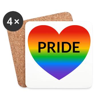 Pride Rainbow Heart LGBTQ Gay Pride Monat - Untersetzer (4er-Set) - Weiß - Vorne