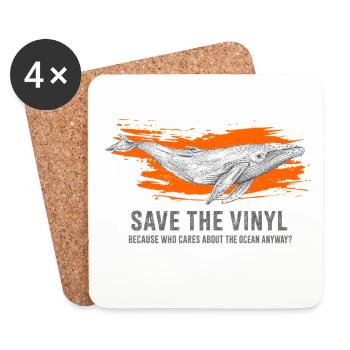 Whale & Vinyl Rescue Art - Coasters (set of 4) - white - Front