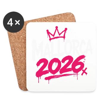 Mallorca 2026 Graffiti Krone - Untersetzer (4er-Set) - Weiß - Vorne