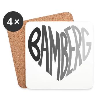Bamberg Herz Typo - Untersetzer (4er-Set) - Weiß - Vorne