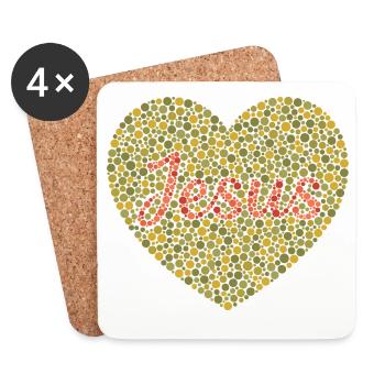 Jesus liebt dich | Glaube | Geschenk - Untersetzer (4er-Set) - Weiß - Vorne