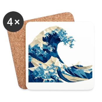 Origami Welle japanische Kunst Hokusai Fuji - Untersetzer (4er-Set) - Weiß - Vorne