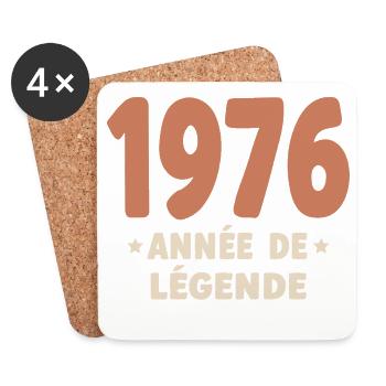 50 ans 1976 Vintage Retro Cadeau Anniversaire - Dessous de verre (lot de 4) - blanc - Devant