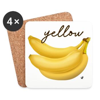 Drei gelbe Bananen Abbildung mit Inschrift - Untersetzer (4er-Set) - Weiß - Vorne