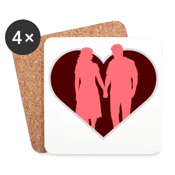 Couple Silhouette Amour Romance Petit ami de la Saint-Valentin - Dessous de verre (lot de 4) - blanc - Devant