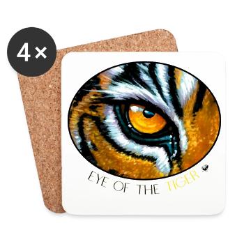 Illustration de l’œil du tigre dans un ovale - Dessous de verre (lot de 4) - blanc - Devant