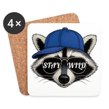 Stay Wild – Waschbär-Streetwear-Stil - Untersetzer (4er-Set) - Weiß - Vorne
