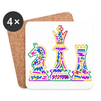Schachspieler bunte Schachfiguren Kinder Schach - Untersetzer (4er-Set) - Weiß - Vorne