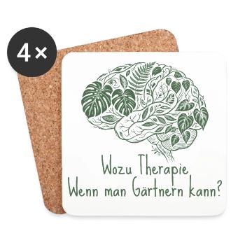 Wozu Therapie wenn man Gärtnern kann - Untersetzer (4er-Set) - Weiß - Vorne