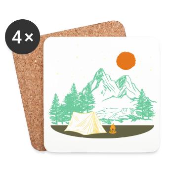 Retro camping motif – gift for Christmas - Coasters (set of 4) - white - Front