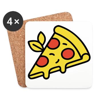 Pizza Piece Italie Nourriture Pizzeria Foodie Gourmet - Dessous de verre (lot de 4) - blanc - Devant