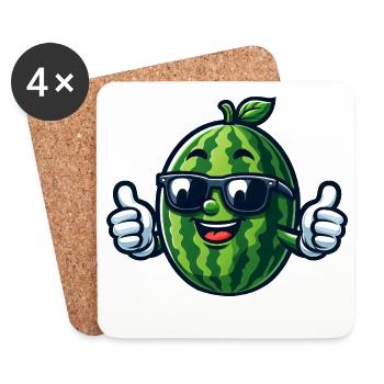 Coole Wassermelone Sonnenbrille Sommer Frucht - Untersetzer (4er-Set) - Weiß - Vorne