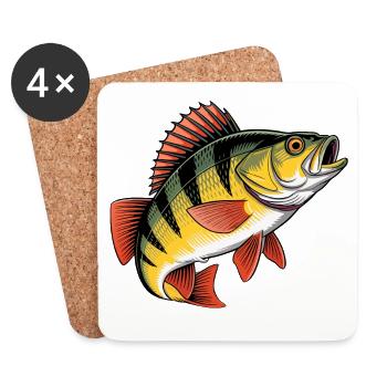 Springender Barsch - Untersetzer (4er-Set) - Weiß - Vorne