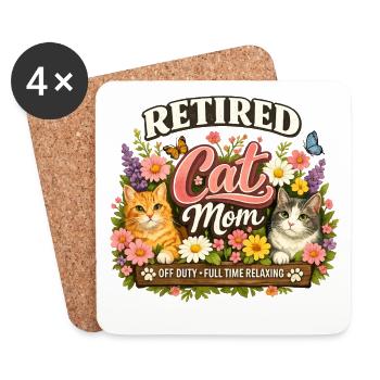 Rentner Katzen Mama Floral Blumen Rente - Untersetzer (4er-Set) - Weiß - Vorne