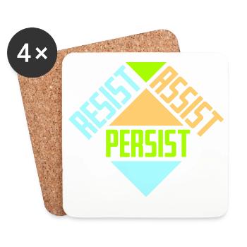 Resist Assist Persist Activism Motivation Logo - Coasters (set of 4) - white - Front