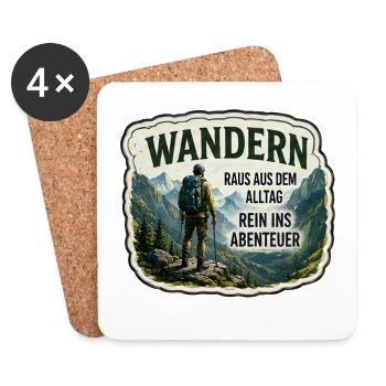 Wandern – Raus aus dem Alltag - Untersetzer (4er-Set) - Weiß - Vorne