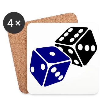 Blue Cube Minimal Design - Coasters (set of 4) - white - Front