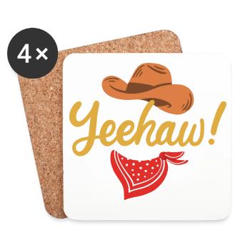 Logo du bandana occidental de Yeehaw - Dessous de verre (lot de 4) - blanc - Devant
