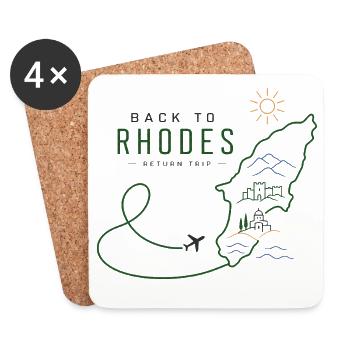Back to Rhodes Return Trip Greek Island Travel - Coasters (set of 4) - white - Front