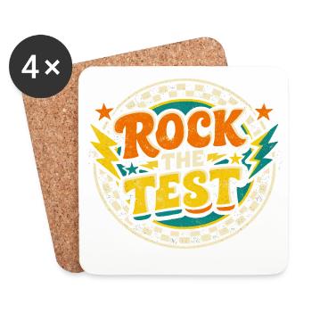 Rock The Test Motivation École | Cadeau Examen Pro - Dessous de verre (lot de 4) - blanc - Devant