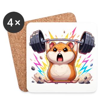 Kraft Hamster Gewichtheben - Untersetzer (4er-Set) - Weiß - Vorne