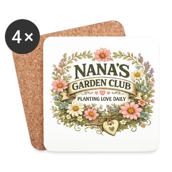 Nana Gartenclub Blütenkranz Geschenke Garten Oma - Untersetzer (4er-Set) - Weiß - Vorne