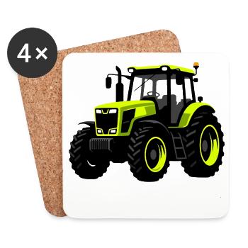 Traktor – Bauer - Untersetzer (4er-Set) - Weiß - Vorne