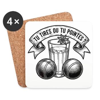 Pétanque Tu Tires Ou Tu Pointes Pastis - Dessous de verre (lot de 4) - blanc - Devant