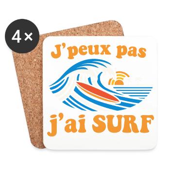 J’ai Surf Vague Soleil - Dessous de verre (lot de 4) - blanc - Devant