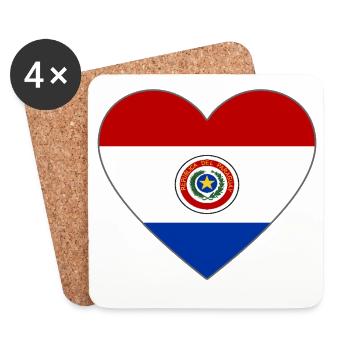 Paraguay Flagge Herz - Untersetzer (4er-Set) - Weiß - Vorne