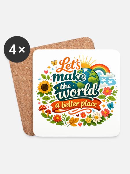 Let's Make the World a Better Place - Untersetzer (4er-Set) - Weiß