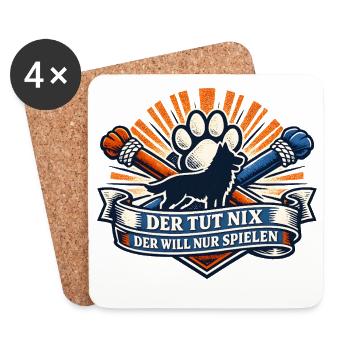 Pfote Banner Der tut nix - Untersetzer (4er-Set) - Weiß - Vorne