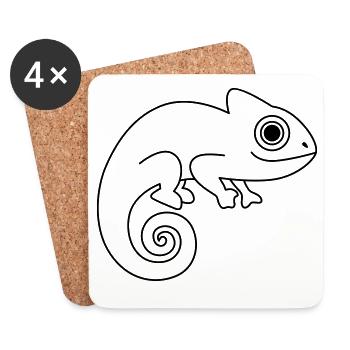 caméléon - Dessous de verre (lot de 4) - blanc - Devant