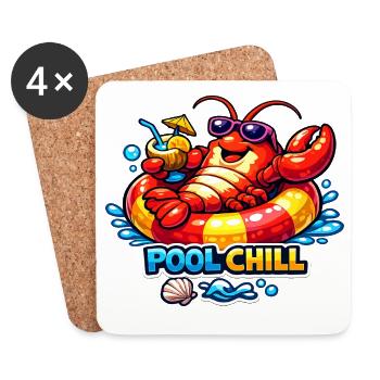 Crabe frais en piscine avec boisson - Dessous de verre (lot de 4) - blanc - Devant