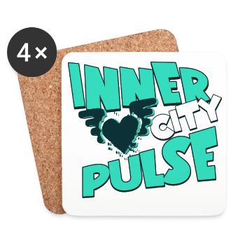 Inner City Pulse - Culture de la rue Design graphique - Dessous de verre (lot de 4) - blanc - Devant