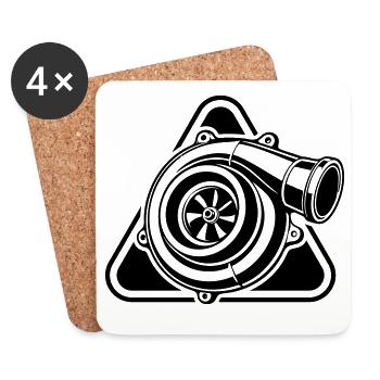 Logo de réglage de voiture turbocompresseur - Dessous de verre (lot de 4) - blanc - Devant