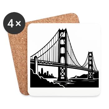 Pont du Golden Gate - Dessous de verre (lot de 4) - blanc - Devant