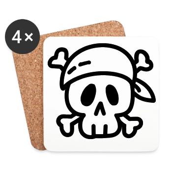 pirate - Dessous de verre (lot de 4) - blanc - Devant