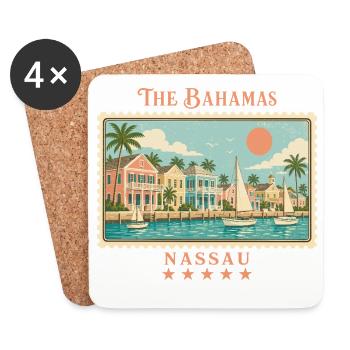 Bahamas Nassau Vintage Travel Brand - Coasters (set of 4) - white - Front