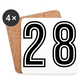 28 Symbole numérique - Dessous de verre (lot de 4) - blanc - Devant