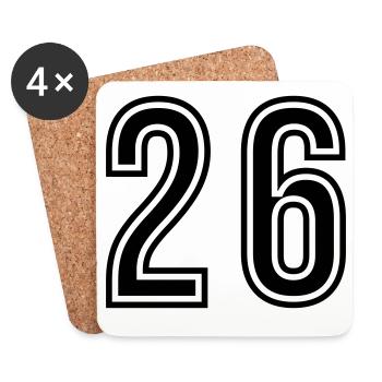 Symbole du chiffre 26 - Dessous de verre (lot de 4) - blanc - Devant