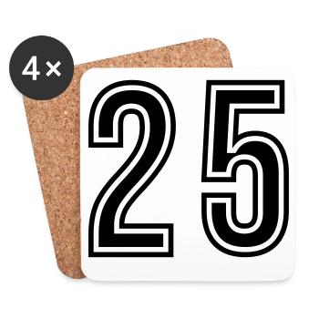 25 Symbole numérique - Dessous de verre (lot de 4) - blanc - Devant