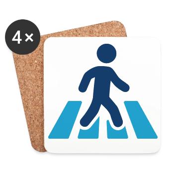 Pedestrian Crossing Solid Icon Crosswalk Safety Si - Coasters (set of 4) - white - Front