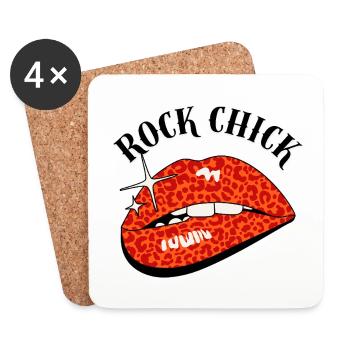 Leopard Lip Pop Art - Coasters (set of 4) - white - Front