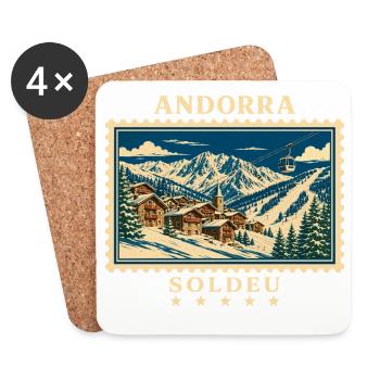 Andorra Soldeu Vintage Reisemarke - Untersetzer (4er-Set) - Weiß - Vorne