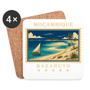 Mosambik Bazaruto Vintage Reisemarke - Untersetzer (4er-Set) - Weiß - Vorne